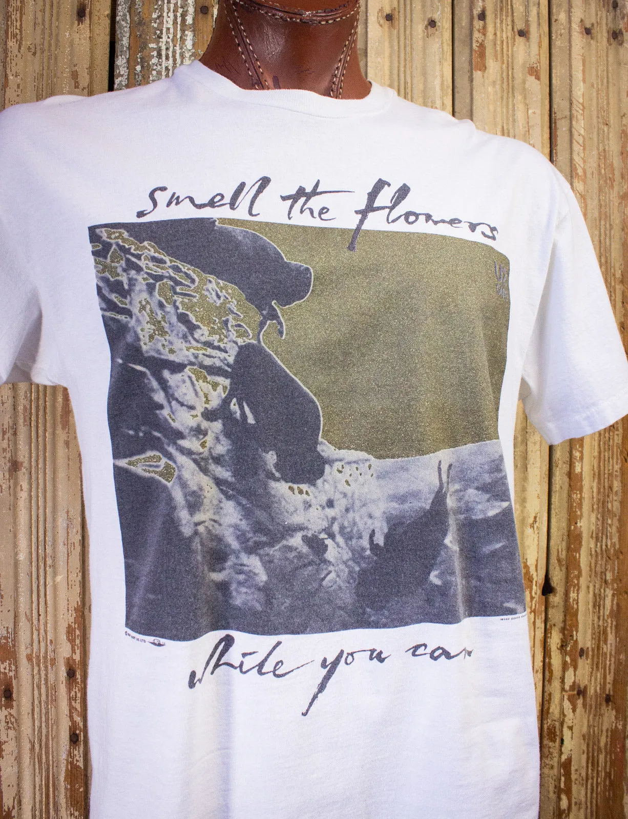 Vintage U2 Smell The Flowers While You Can Concert T Shirt 1991 White XL