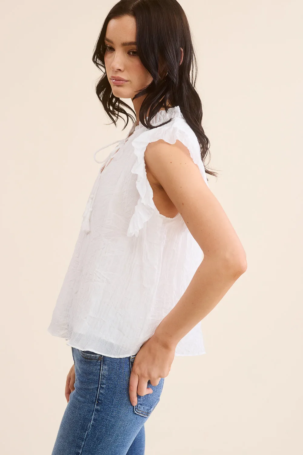 White Textured Blouse