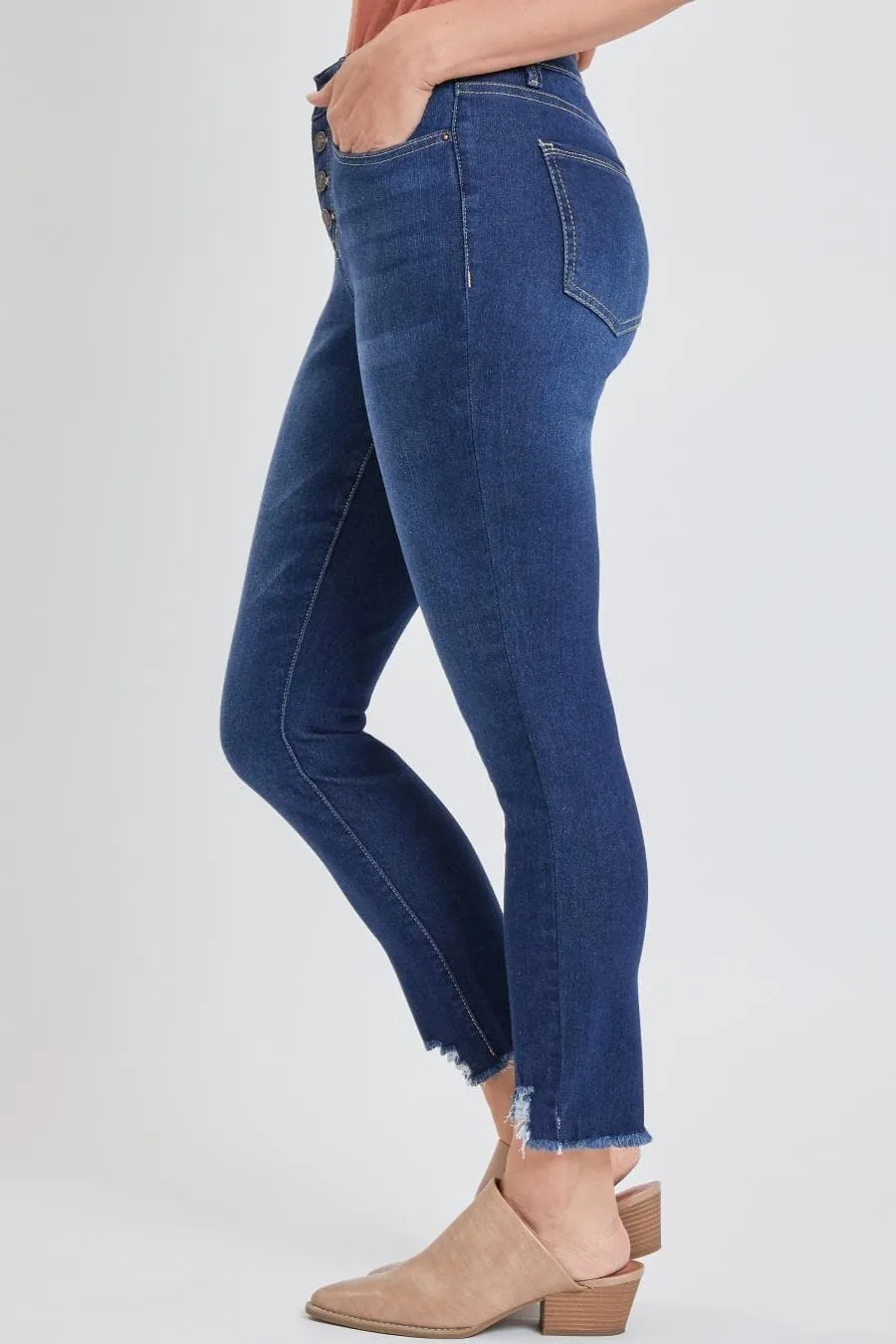 Women's Exposed 4 High Rise Button Skinny Ankle Sustainable Jeans