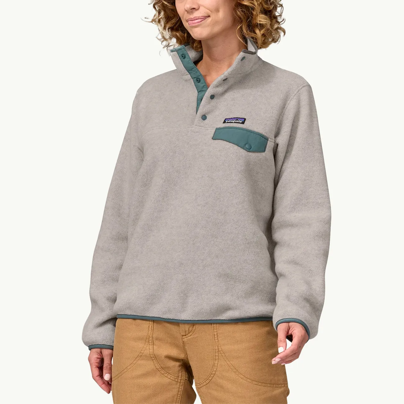 Women's LW Synch Snap-T P/O - Oatmeal Heather/Nouveau Green