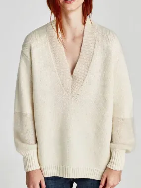 Womens Sexy Loose V Neck Sweater