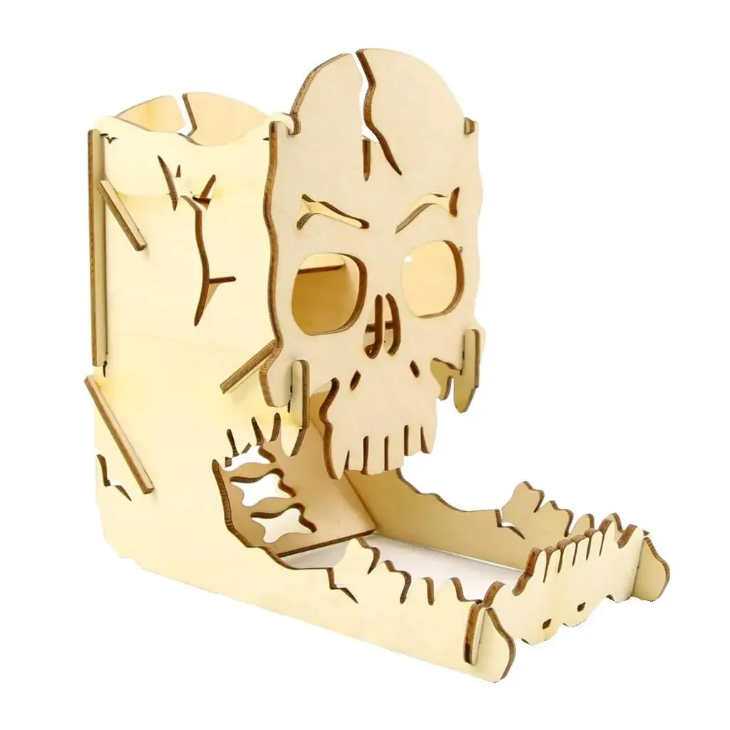 Wood Cut Skull Dice Tower