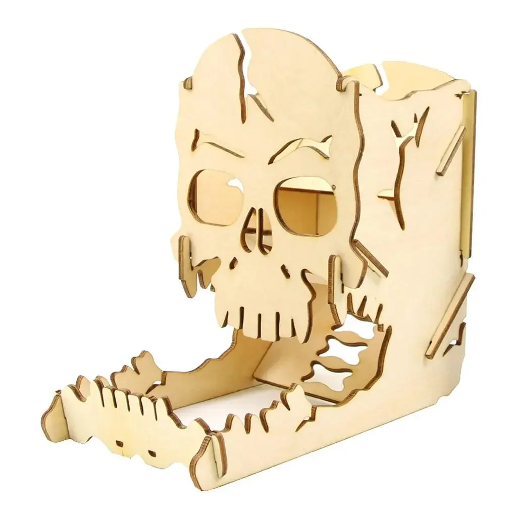 Wood Cut Skull Dice Tower