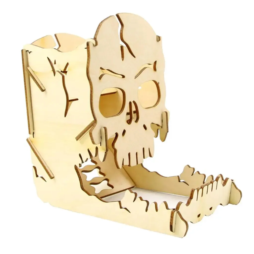 Wood Cut Skull Dice Tower