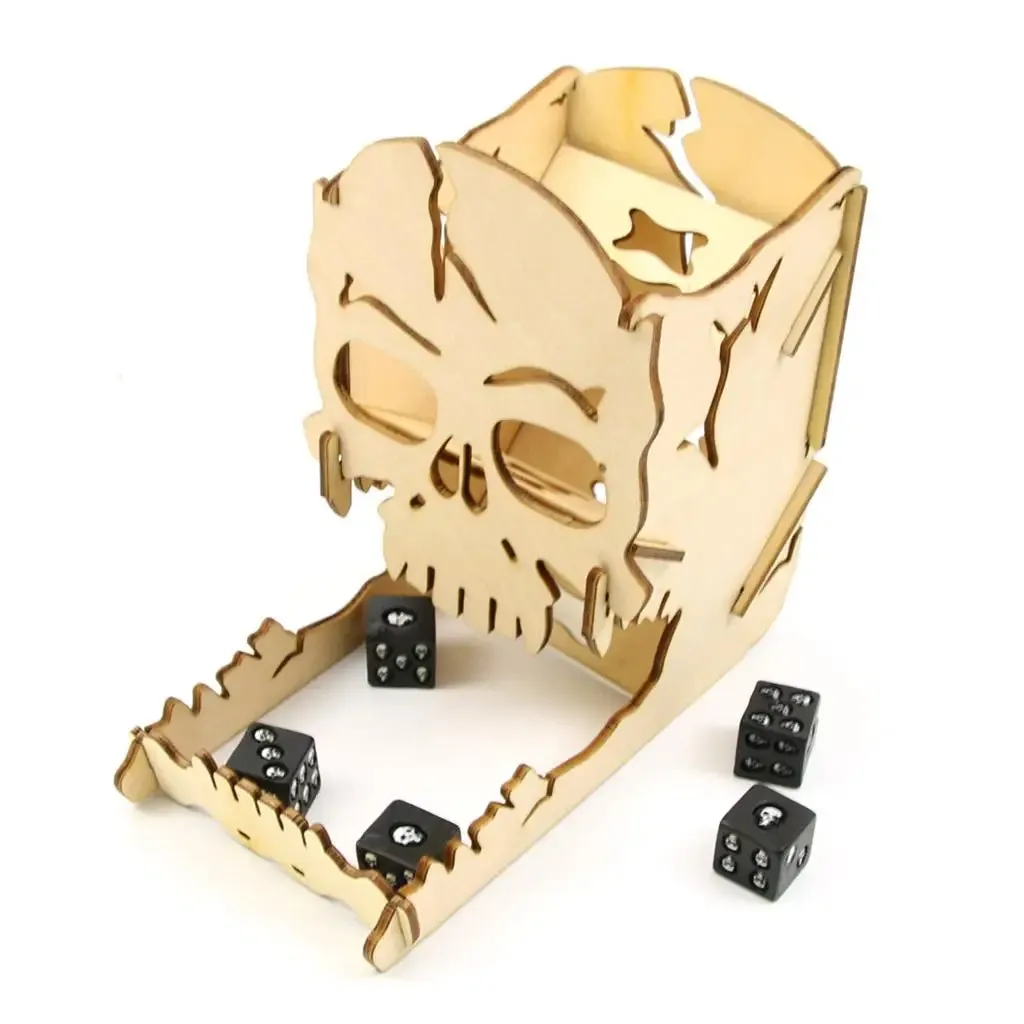 Wood Cut Skull Dice Tower