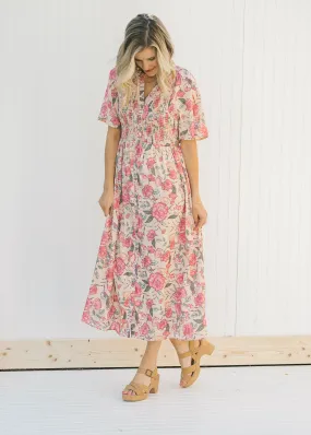 X Floral Peach Button Up Dress