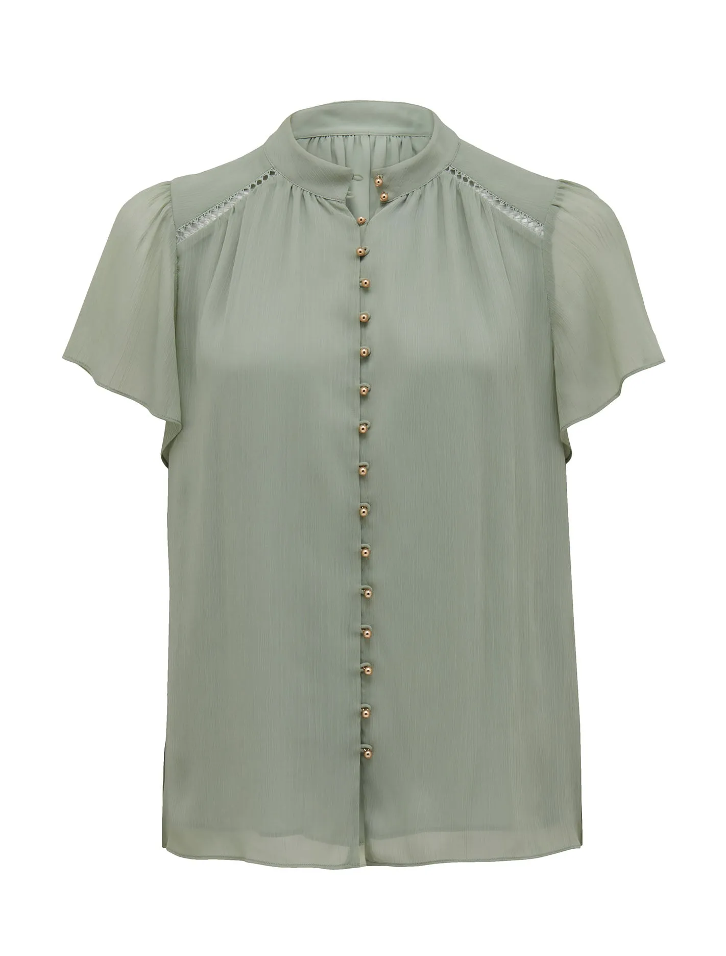 Yvonne Flutter Trim Spliced Blouse