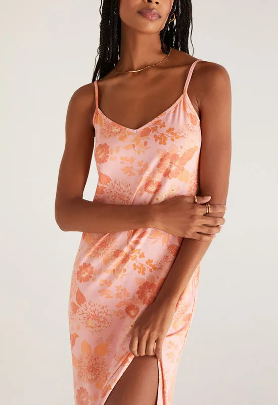 Z Supply - Floral Midi Dress Sunkist Coral