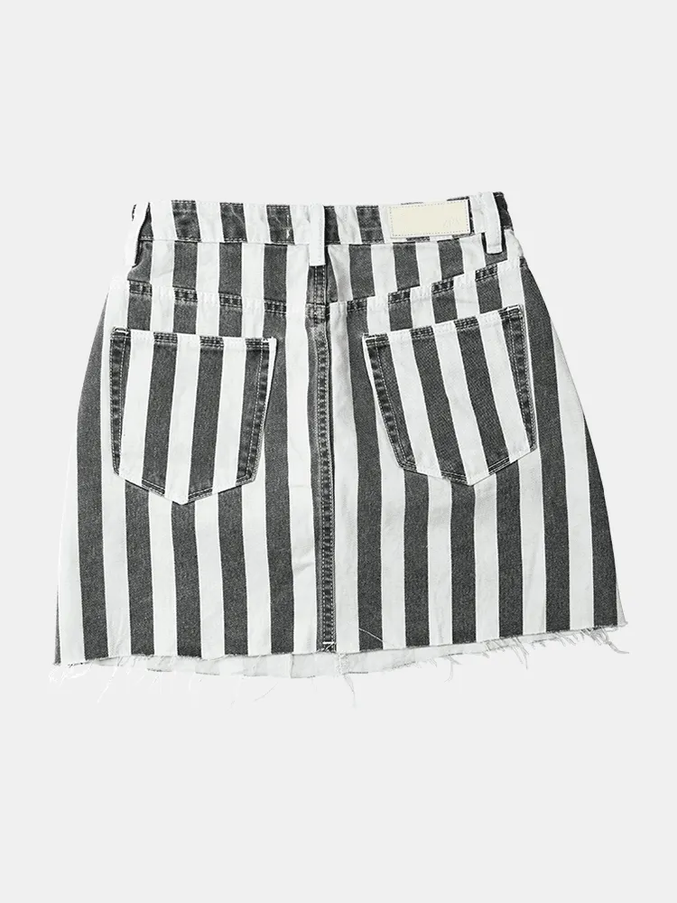 Ziggy Denim Kick Stripe Skirt - Black / White